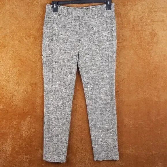 THEORY Womens Pants Size 4 Tan Tweed Slim Leg Low Rise Trouser - Picture 1 of 8